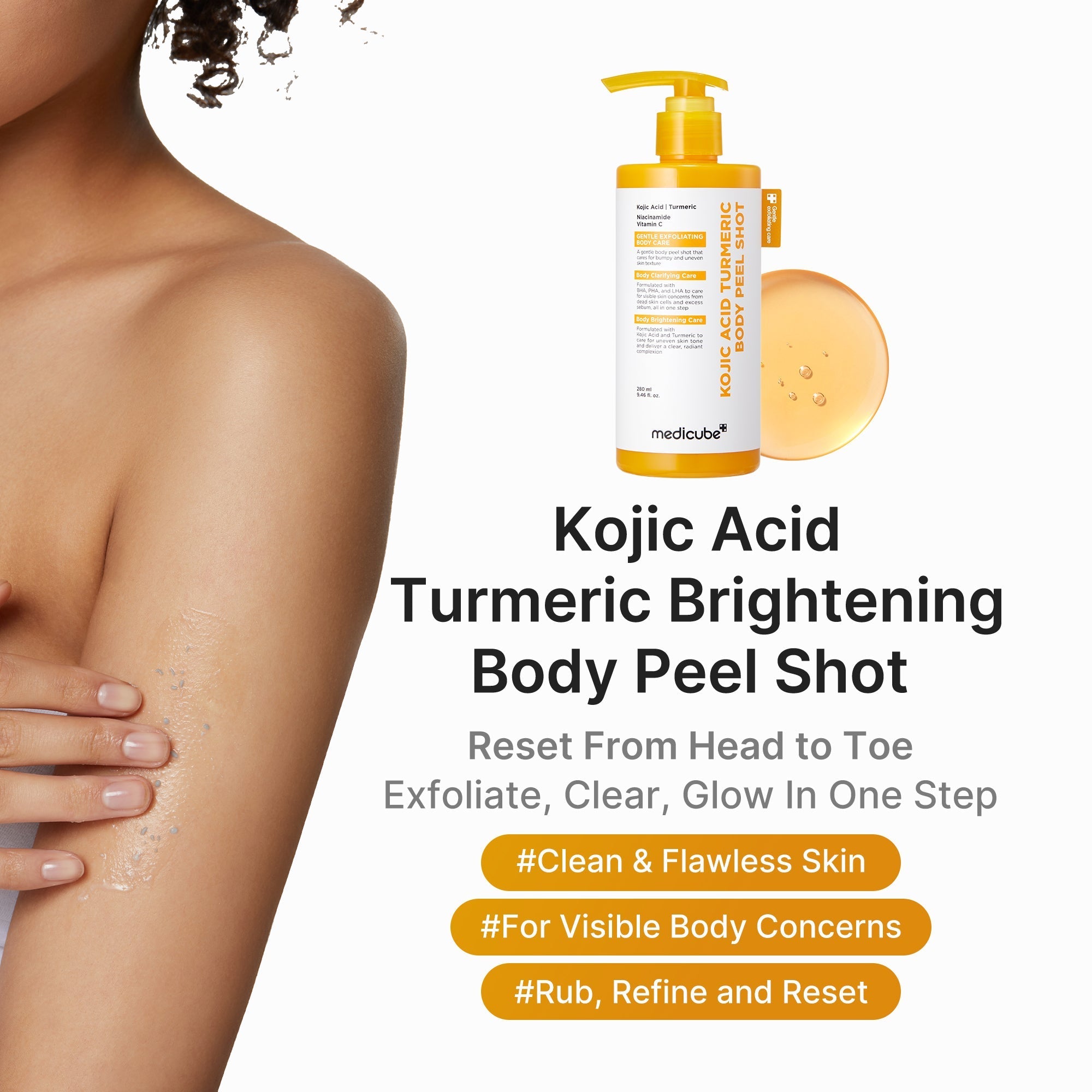 Kojic Acid Turmeric Body Peel Shot - Glow Care Made Easy