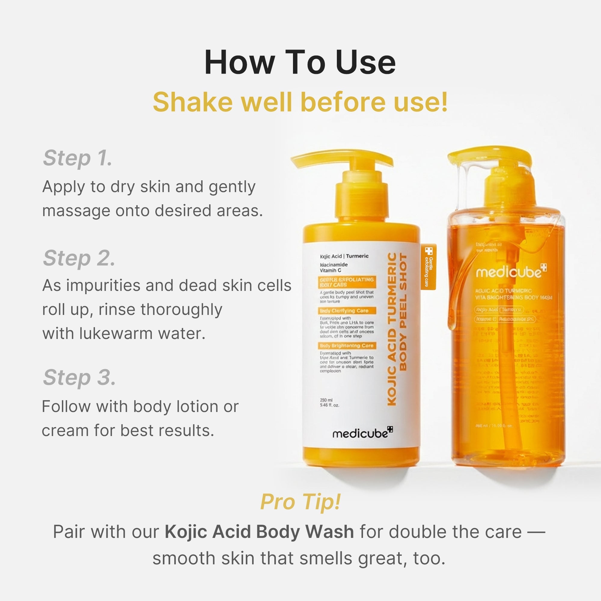 Kojic Acid Turmeric Body Peel Shot - Glow Care Made Easy